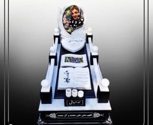 سنگ قبر سفید هرات و مشکی گرانیت