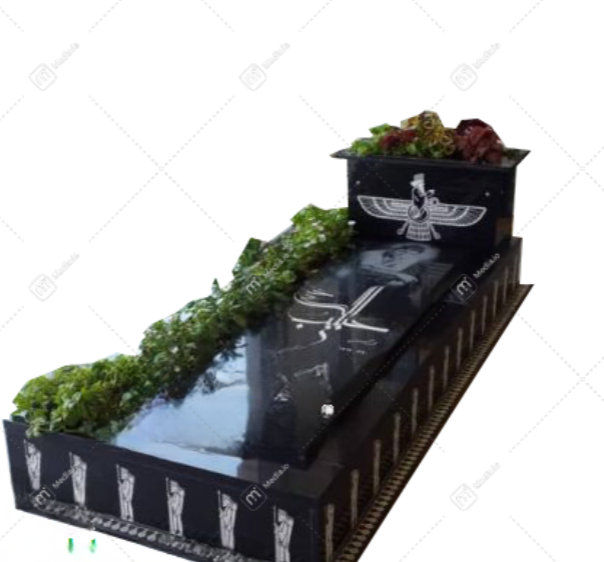 خرید سنگ مزار گرانیت بلک سوپر طرح هخامنشی